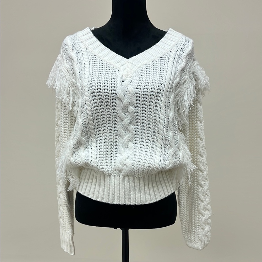 Women's White Cable Knit Sweater